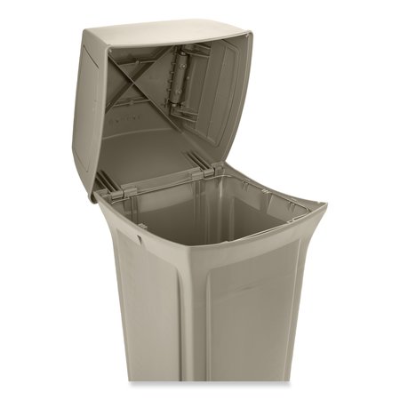 Rubbermaid Commercial 45 gal Square Trash Can, Beige, Side Door, Structural Foam FG917188BEIG